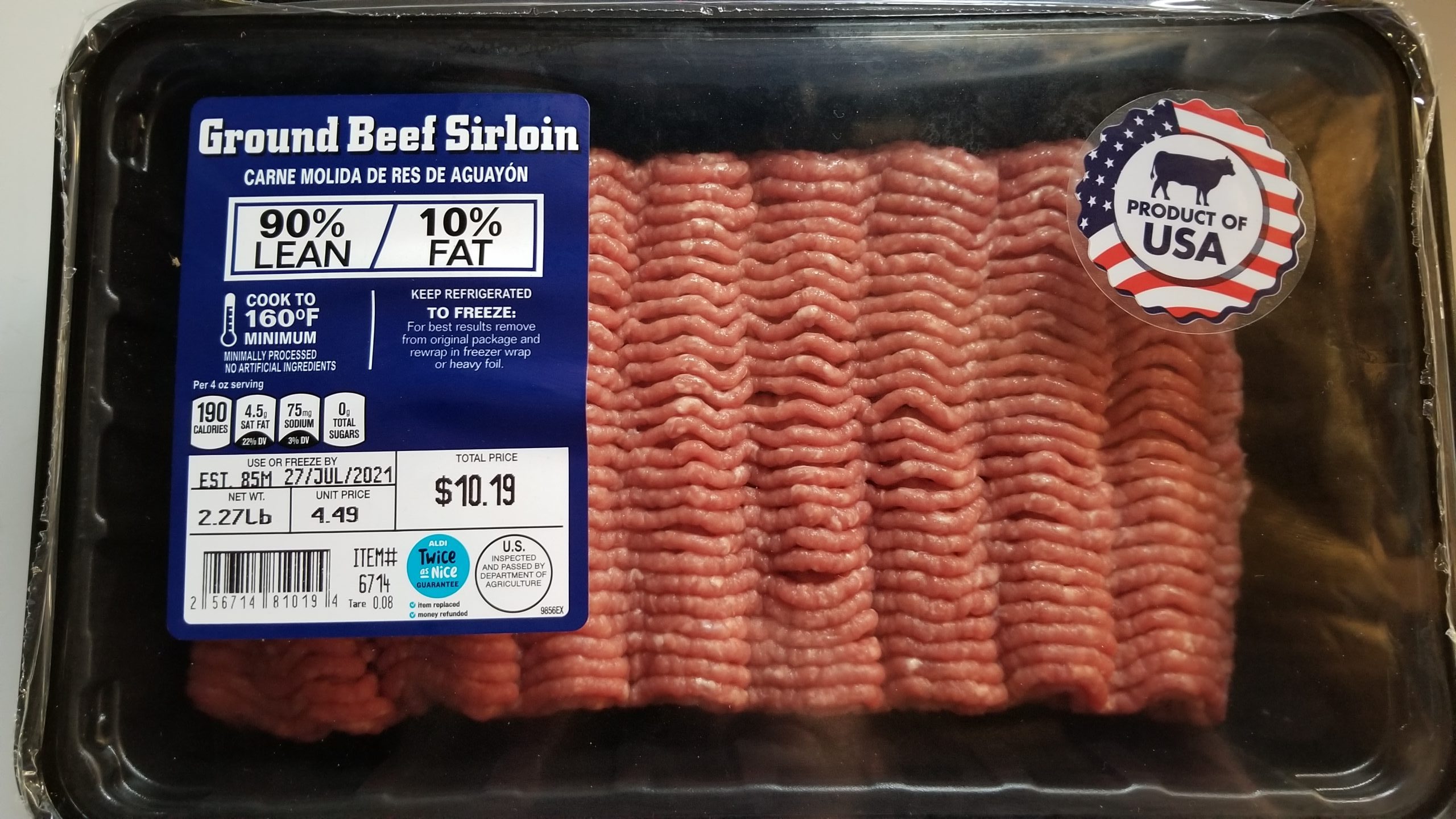 90 Lean Ground Beef Sirloin From Aldi Review This College Life